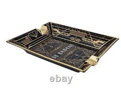 S. T. Dupont Art Deco Ashtray PORCELAIN 006409 6409 GREAT GATSBY Gold & Black