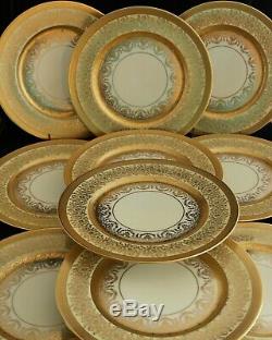 SET 11 Heinrich Edgerton studio Gold Encrusted Porcelain Dinner Service Plates