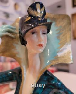 STUNNING Santini Art Deco Lady Figurine Elegant 19 Tall EXCELLENT