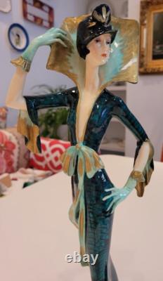 STUNNING Santini Art Deco Lady Figurine Elegant 19 Tall EXCELLENT