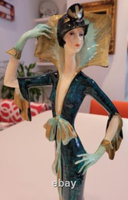 STUNNING Santini Art Deco Lady Figurine Elegant 19 Tall EXCELLENT