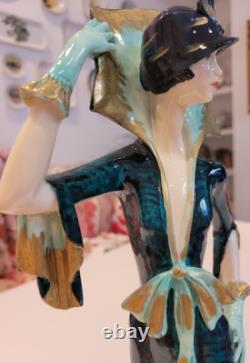 STUNNING Santini Art Deco Lady Figurine Elegant 19 Tall EXCELLENT