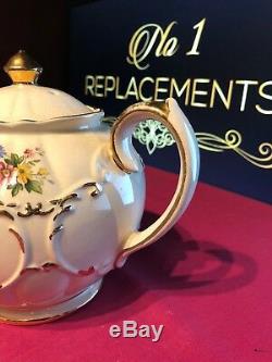 Sadler Art Deco Floral Teapot Round Bulbous 1937 Yellow Pink Blue Flowers