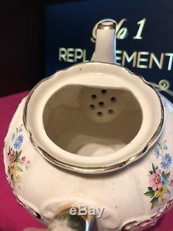 Sadler Art Deco Floral Teapot Round Bulbous 1937 Yellow Pink Blue Flowers
