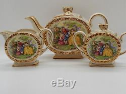 SadlerCourting Couples Chintz Barrel Shape Tea Set (3pieces) c. 1947 HRH