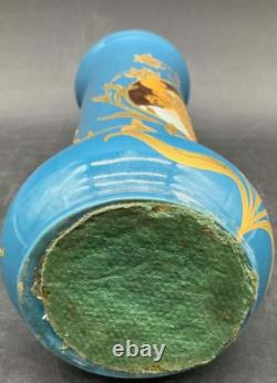 Scarce German GEBRUDER HEUBACH Art Nouveau Deco Blue Porcelain Portrait Vase