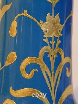 Scarce German GEBRUDER HEUBACH Art Nouveau Deco Blue Porcelain Portrait Vase