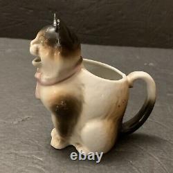 Schafer & Vater German Antique Colored Cat Kitty Porcelain Cream Pitcher RARE