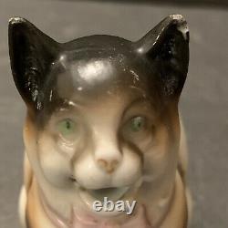 Schafer & Vater German Antique Colored Cat Kitty Porcelain Cream Pitcher RARE