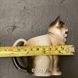 Schafer & Vater German Antique Colored Cat Kitty Porcelain Cream Pitcher RARE