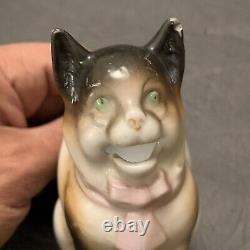 Schafer & Vater German Antique Colored Cat Kitty Porcelain Cream Pitcher RARE