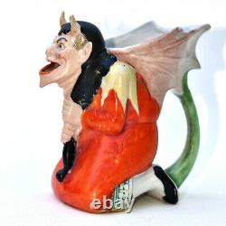Schafer & Vater German Antique Winged, Horned Devil Porcelain Cream Pitcher