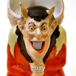 Schafer & Vater German Antique Winged, Horned Devil Porcelain Cream Pitcher