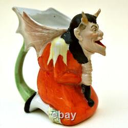 Schafer & Vater German Antique Winged, Horned Devil Porcelain Cream Pitcher