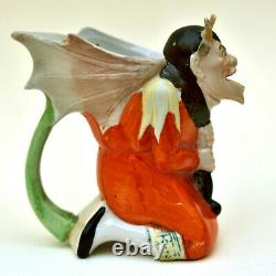 Schafer & Vater German Antique Winged, Horned Devil Porcelain Cream Pitcher