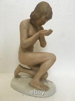 Schaubach Kunst Art Deco Nude Lady Drinking 10 Porcelain Figurine Steiner