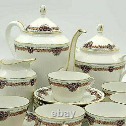 Service Thé Porcelaine Limoges Vintage Design Art Deco Bone China Tea Set 30