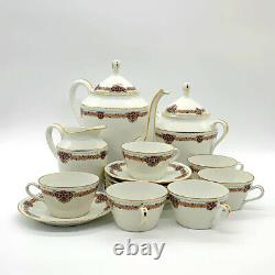 Service Thé Porcelaine Limoges Vintage Design Art Deco Bone China Tea Set 30