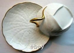 Service à café porcelaine Limoges, blanc et Or fin, Art Déco / Nouveau