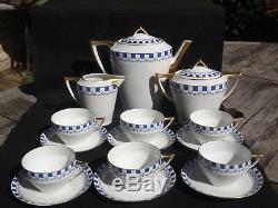 Service à thé d'époque Art déco 1925 porcelaine de Limoges 6 tasses LUSTUCRU