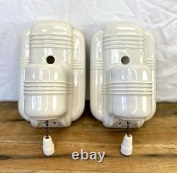 Set (2) Paulding White Porcelain Sconces 1930's-1950's Art Deco/MCM MINT