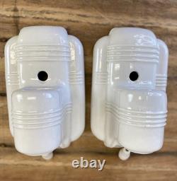 Set (2) Paulding White Porcelain Sconces 1930's-1950's Art Deco/MCM MINT