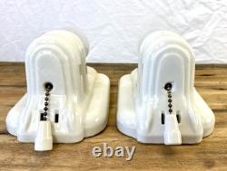 Set (2) Paulding White Porcelain Sconces 1930's-1950's Art Deco/MCM MINT