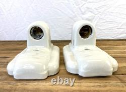 Set (2) Paulding White Porcelain Sconces 1930's-1950's Art Deco/MCM MINT