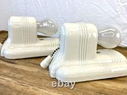 Set (2) Paulding White Porcelain Sconces 1930's-1950's Art Deco/MCM MINT