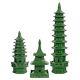 Set Of 3 Chinoiserie Green Towers Chinese Porcelain Pavilion Pagoda