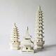 Set Of 3 Chinoiserie White Towers Chinese Porcelain Pavilion Pagoda
