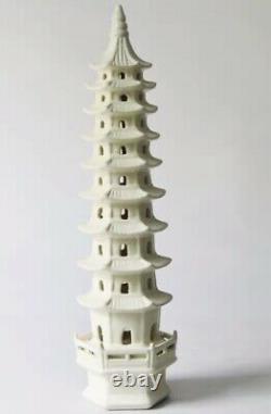 Set of 3 Chinoiserie White Towers Chinese Porcelain Pavilion Pagoda