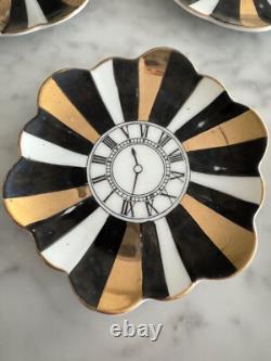 Set of 8 Art Deco James R. Summers Design Porcelain Clock Dishes Coasters