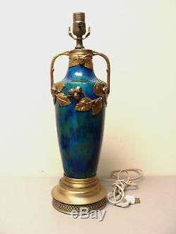 Sevres Paul Milet / Millet French Flambe Porcelain Lamp, Gilt Bronze Ormolu