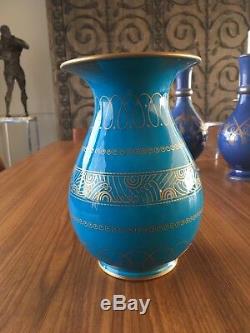 Sevres mid 20th century Art Deco vase blue with gold decor France excellent