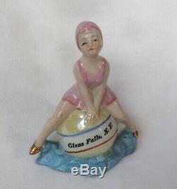 Sexy Bathing Beauty Lady Figurine Souvenir Porcelain Bisque Vtg Art Deco Germany
