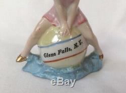 Sexy Bathing Beauty Lady Figurine Souvenir Porcelain Bisque Vtg Art Deco Germany