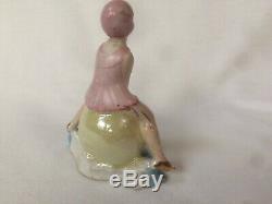 Sexy Bathing Beauty Lady Figurine Souvenir Porcelain Bisque Vtg Art Deco Germany