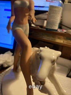 Shaubach Kunst LG 10x8x5 Porcelain Art Deco Figurine Lady Coursing Borzoi Dog