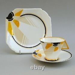 Shelley Art Deco Coffee Trio Sunray Vogue VGC 1930's Cup Saucer & Plate #1