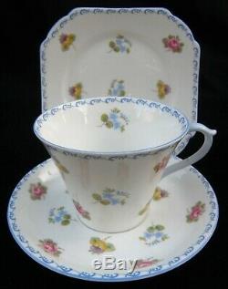 Shelley Pale Blue & White'Rose, Pansy, Forget-me-not Tea Set of 20 pieces