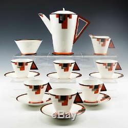 Shelley Porcelain Art Deco Vogue Pattern Coffee Set c1930