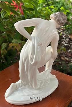Signed Rosenthal Porcelain Nude Woman After The Bath Art Deco Figurine Excellent