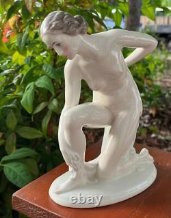 Signed Rosenthal Porcelain Nude Woman After The Bath Art Deco Figurine Excellent Signed Rosenthal Porcelain Nude Woman After The Bath Art Deco Figurine Excellent