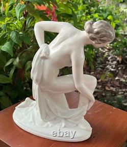 Signed Rosenthal Porcelain Nude Woman After The Bath Art Deco Figurine Excellent