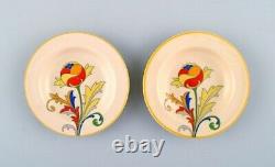 Six Art Deco bowls, dishes and plates in porcelain. Royal Doulton. Ca 1940