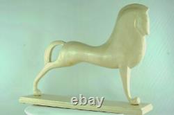 Statue Figurine cheval Etrusque Animalier Style Art Deco Porcelaine Craquele