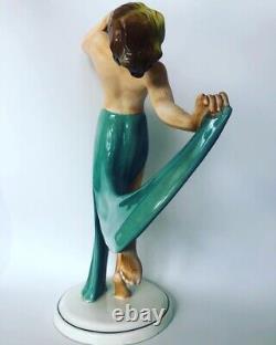 Stephan DAKON Katzhutte Signed Lady Porcelain Woman Figure Art DECO Antique