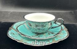 Stunning 3 Piece Set Plate Saucer Cup Silver Art Deco Rosenthal Bavaria Germany