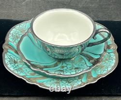 Stunning 3 Piece Set Plate Saucer Cup Silver Art Deco Rosenthal Bavaria Germany